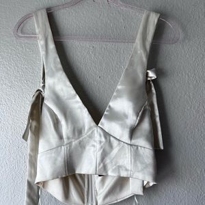 Satin cream crop top